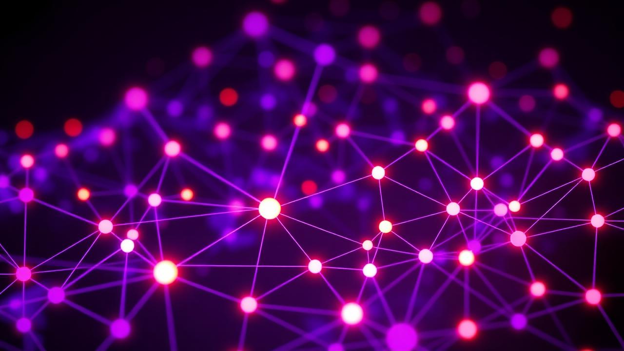Glowing network of interconnected nodes representing backlinks and domain authority
